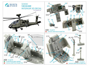 Quinta Studio QD48362 AH-64D 3D-Printed &amp;amp; coloured Interior on decal paper (Hasegawa) 1/48 – Bild 2