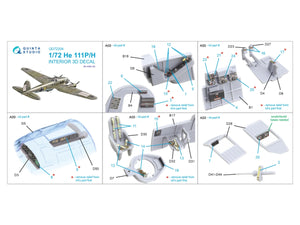 Quinta Studio QD72204 He 111 P/H 3D-Printed &amp;amp; coloured Interior on decal paper (Airfix) 1/72 – immagine 11