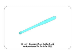 Aber 16L-07 Lufa do niemieckiej armaty czołgowej KwK A 7 do Pz.Kpfw. 38(t) / German 3,7 cm KwK A 7 L/42 tank gun barrel for Pz.Kpfw. 38(t) 1/16 – imagen 8