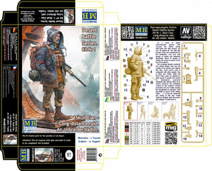 Master Box 35213 Pоst-apocalyptic fiction. Desert Battle Series. Skull Clan – Long-distance raid. Kit №1. An old raider. Vadim 1/35 – immagine 2