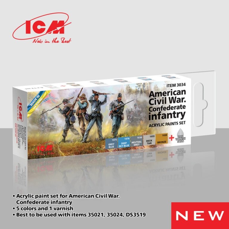 ICM 3034 American civil war. Confederate infantry acrylic paints set 6x12ml
