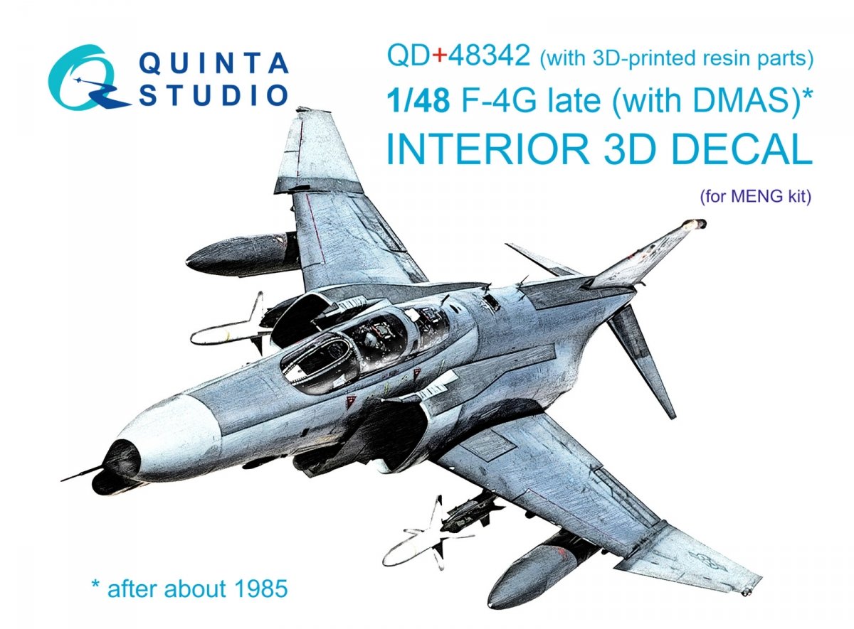 Quinta Studio QD+48342 F-4G late 3D-Printed &amp;amp; coloured Interior on decal paper (Meng) (with 3D-printed resin parts) 1/48
