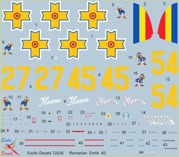 Exotic Decals 72039 Romanian Emils #3 - Messerschmitt Bf 109 E in Romanian Service - Part 3 1/72