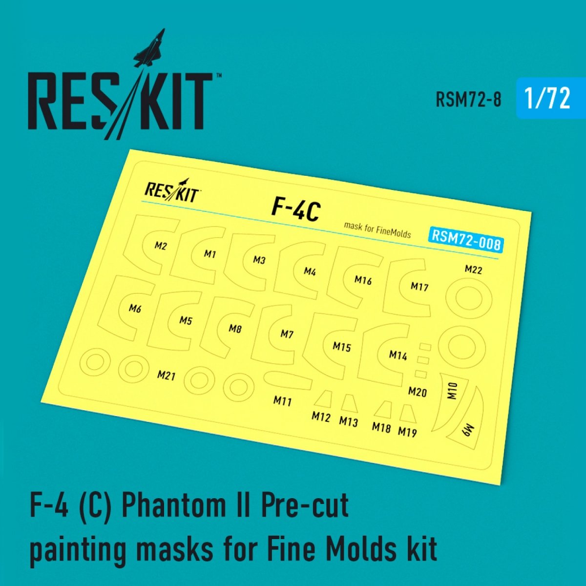 RESKIT RSM72-0008 F-4C "PHANTOM II" PRE-CUT PAINTING MASKS FOR FINEMOLDS KIT 1/72