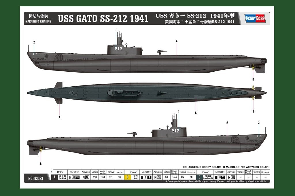 Hobby Boss 83523 USS GATO SS-212 1941 1/350 – immagine 3