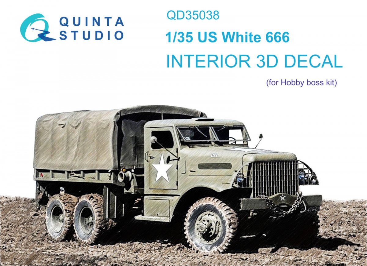 Intérieur imprimé en 3D et coloré sur papier décalcomanie Quinta Studio QD35038 US White 666 (Hobby Boss) 1/35