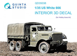 Quinta Studio QD35038 US White 666 3D-Printed &amp;amp; coloured Interior on decal paper (Hobby Boss) 1/35