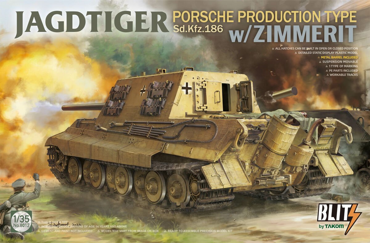 Takom 8012 JAGDTIGER PORSCHE TYPE DE PRODUCTION Sd.Kfz.186 avec ZIMMERIT 1/35