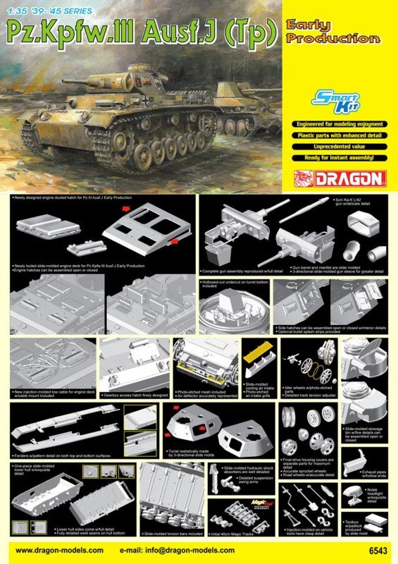 Dragon 6543 Pz.Kpfw.III Ausf.J (Tp) Early Production 1/35 – imagen 2