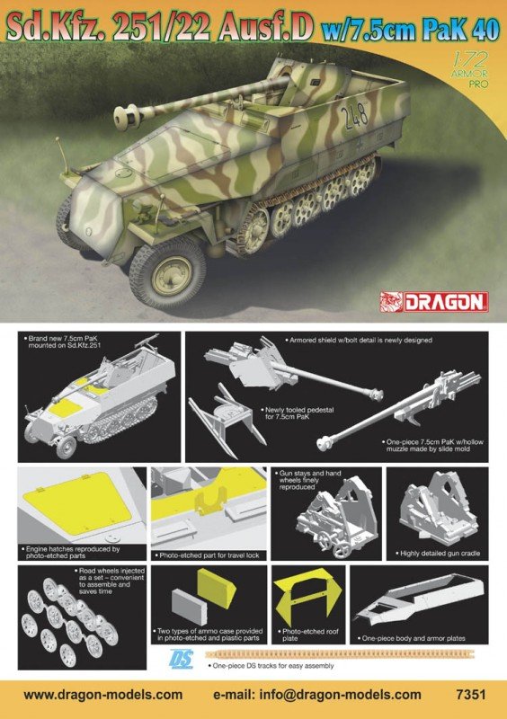 Dragon 7351 SdKfz.251/22 Ausf.D w.7,5cm Pak, 1/72 1/72 – imagen 2
