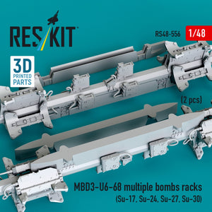 RESKIT RS48-0556 MBD3-U6-68 multiple bombs racks (2 pcs) (Su-17, Su-24, Su-27, Su-30) (3D Printed) 1/48