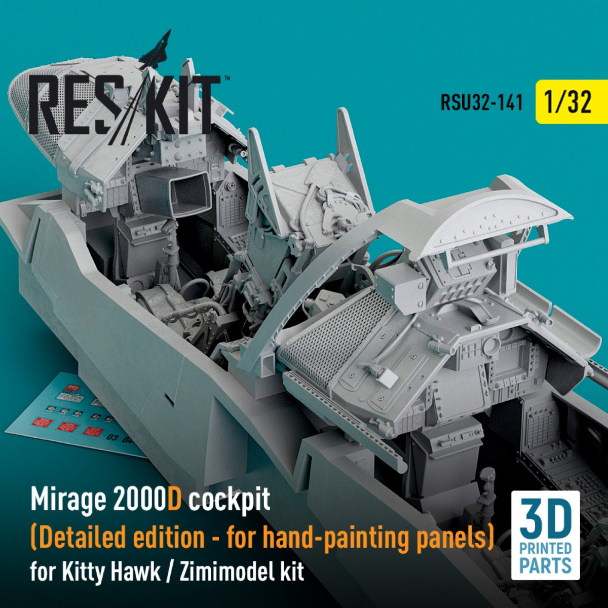 RESKIT RSU32-0141 Cockpit Mirage 2000D (Édition détaillée) pour maquette Kitty Hawk / Zimimodel (Impression 3D) 1/32