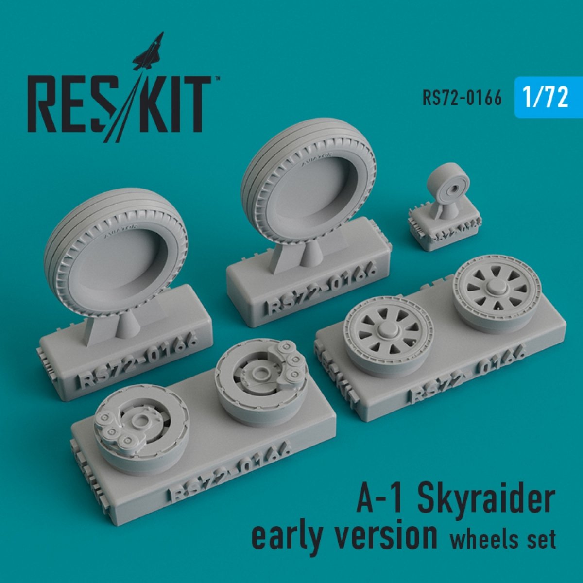 RESKIT RS72-0166 A-1 "SKYRAIDER" (EARLY VERSION) WHEELS SET 1/72