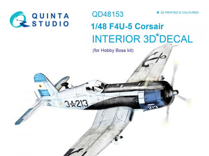 Quinta Studio QD48153 F4U-5 3D-Printed &amp;amp; coloured Interior on decal paper (for Hobby Boss kit) 1/48