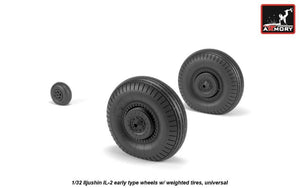 Armory Models AW32015 Iljushin IL-2 Bark early type wheels w/ weighted tyres 1/32 – immagine 2