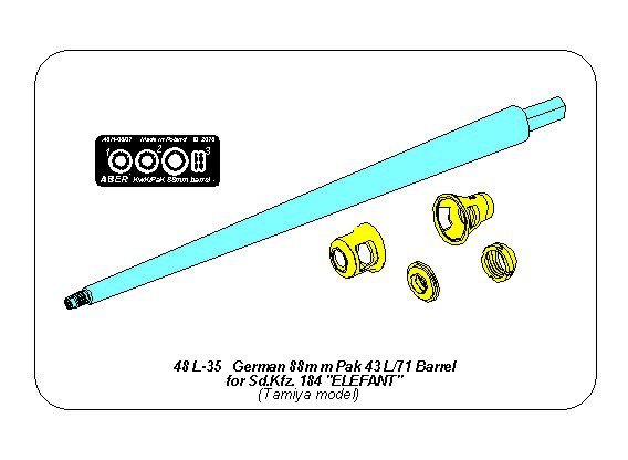 Aber 48L-35 German 88mm Pak 43/2 L/71 barrel for Sd.Kfz.184 Elefant 1/48 – imagen 2