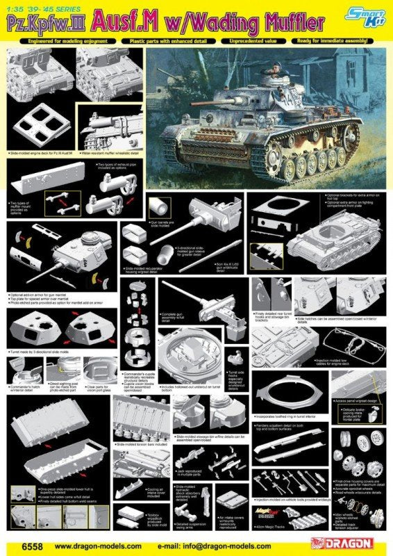 Dragon 6558 Pz.Kpfw.III Ausf.M w/Wading Muffler 1/35 – imagen 2
