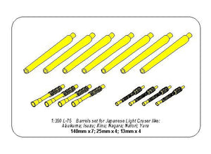 Aber 350L-75 Barrels set for Japnnese Light Cruiser like: Abukama; Isuzu; Kinu; Nagara; Natori; Yura -140mm x 7, 25mm x 4, 13mm x 4 1/350 – imagen 7