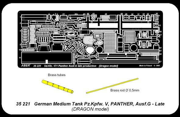 Aber 35221 German medium tank Pz.Kpfw. V, Ausf.G (Sd.Kfz. 171) Panther Ausf.G late - basic set 1/35 – imagen 5
