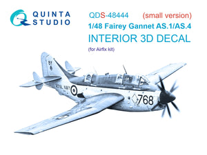 Quinta Studio QDS-48444 Fairey Gannet AS.1_AS.4 3D-Printed coloured Interior on decal paper (Airfix) (Small version) 1/48