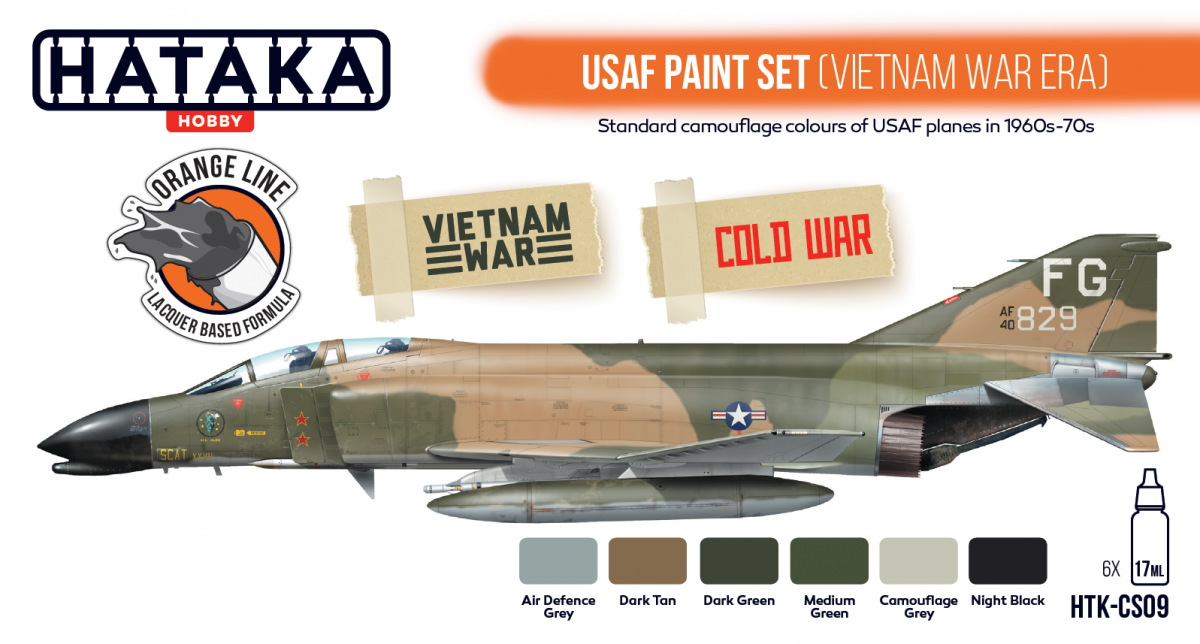Hataka HTK-CS09 ORANGE LINE – USAF Paint Set (Vietnam war-era) 6x17ml – Bild 2