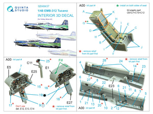Quinta Studio QD48437 EMB-312 Tucano 3D-Printed coloured Interior on decal paper (Hobby Boss) 1/48 – imagen 2