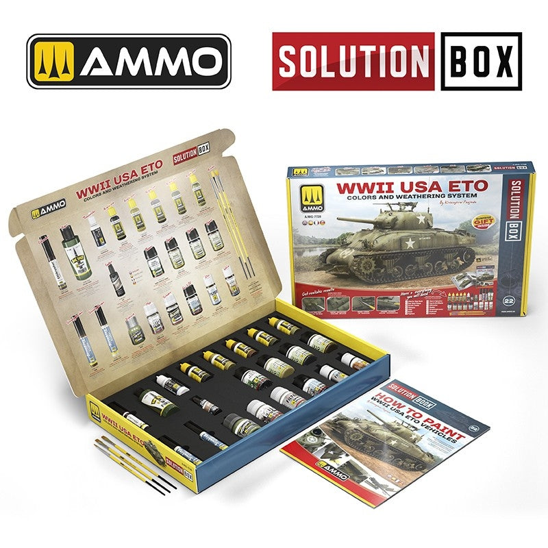 AMMO by Mig Jimenez 7728 SOLUTION BOX 22 – WWII USA ETO. Colors and Weathering System – imagen 2