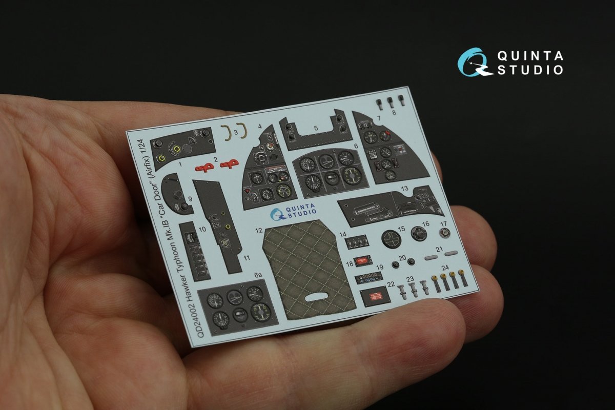 Quinta Studio QD24002 Hawker Typhoon (Car Door) 3D-Printed &amp;amp; coloured Interior on decal paper (Airfix) 1/24 – immagine 7