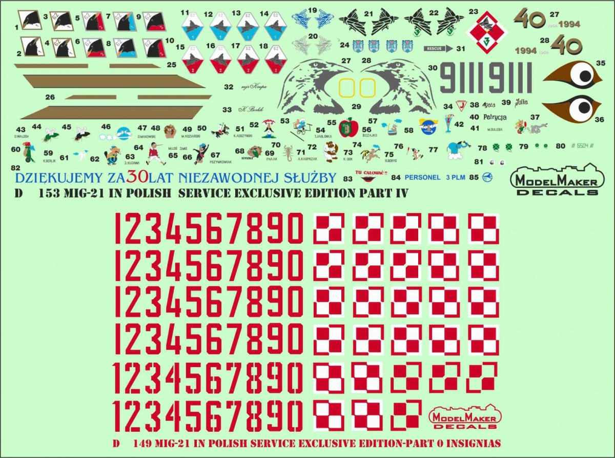 ModelMaker Decals D48153 MiG-21 in Polish service exclusive edition part IV 1/48 – imagen 7