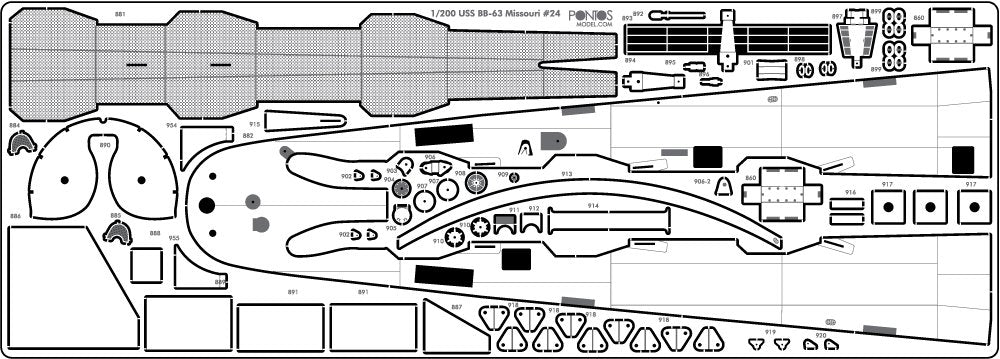 Pontos 23004F1 USS BB-61 Iowa 1944 Ensemble de détails (Pont en bois teinté teck) (1/200) – image 22
