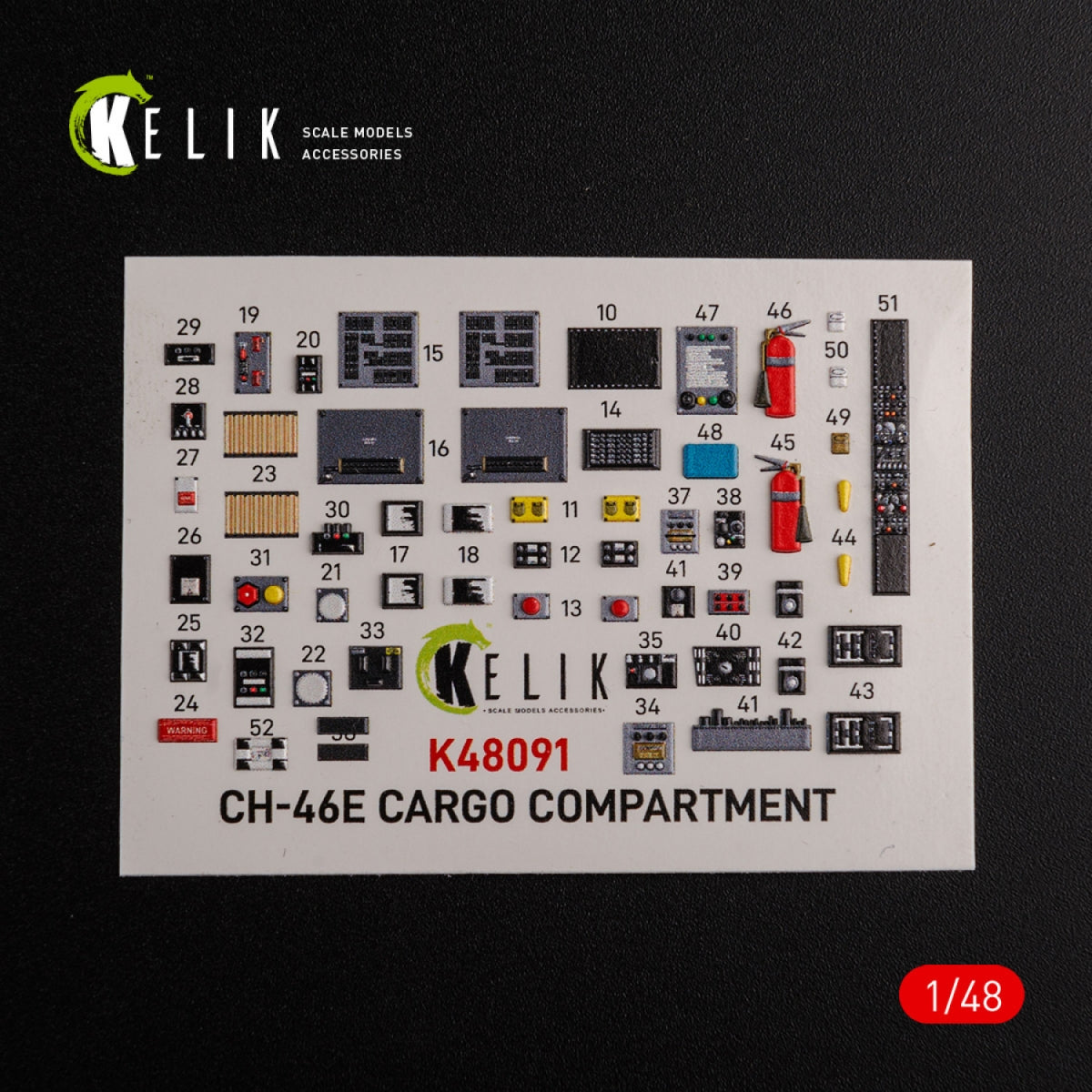 KELIK K48091 CH-46E Cargo compartment interior 3D decals for Academy kit 1/48 – Bild 3