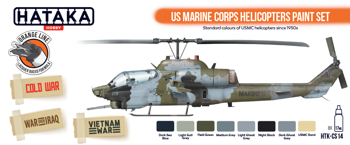 Hataka HTK-CS14 ORANGE LINE – US Marine Corps Helicopters Paint Set (8x17ml) – zdjęcie 2