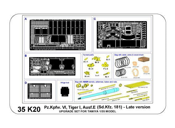 Aber 35K20 Pz.Kpfw. VI Ausf.E (Sd.Kfz.181) Tiger I – Late version 1/35 – imagen 11