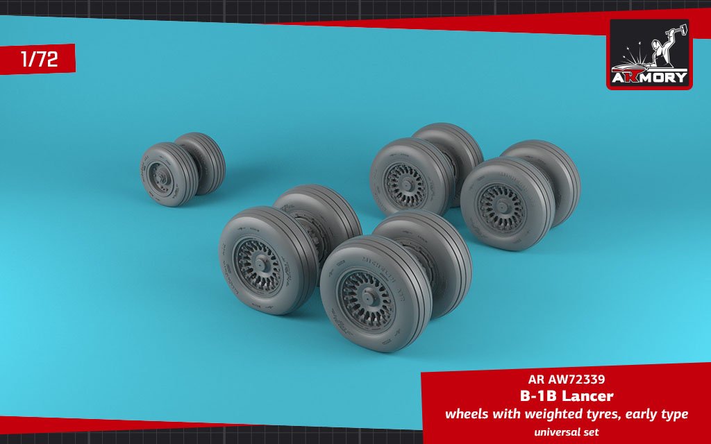 Armory Models AW72339 B-1B Lancer wheels w/ weighted tires, early 1/72 – immagine 2