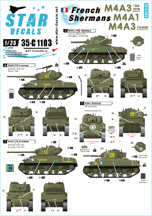 Star Decals 35-C1103 French Shermans # 2 1/35