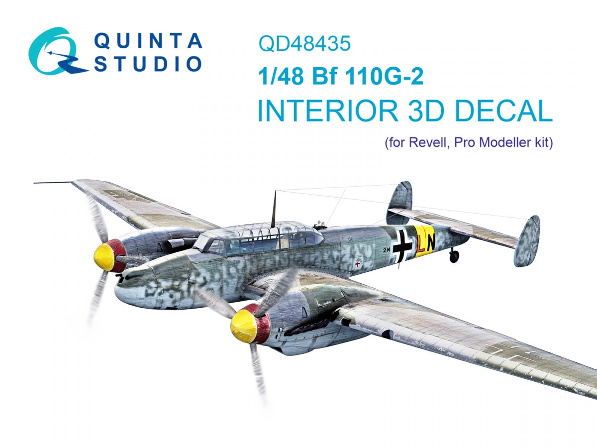 Quinta Studio QD48435 Bf 110G-2 3D-Printed coloured Interior on decal paper (Revell) 1/48