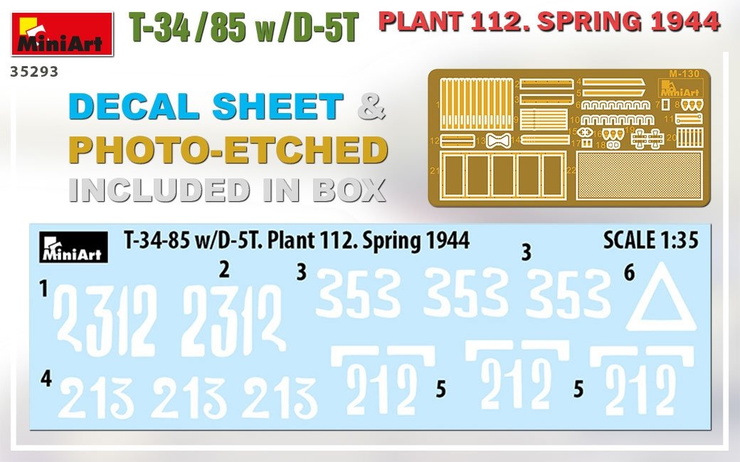 MiniArt 35293 T-34/85 w/D-5T PLANT 112. SPRING 1944 1/35 – imagen 2