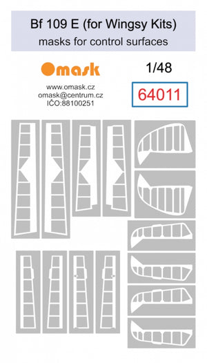 Masques Omask 64011 pour surfaces de contrôle du Bf 109 E (pour maquettes Wingsy) au 1/48