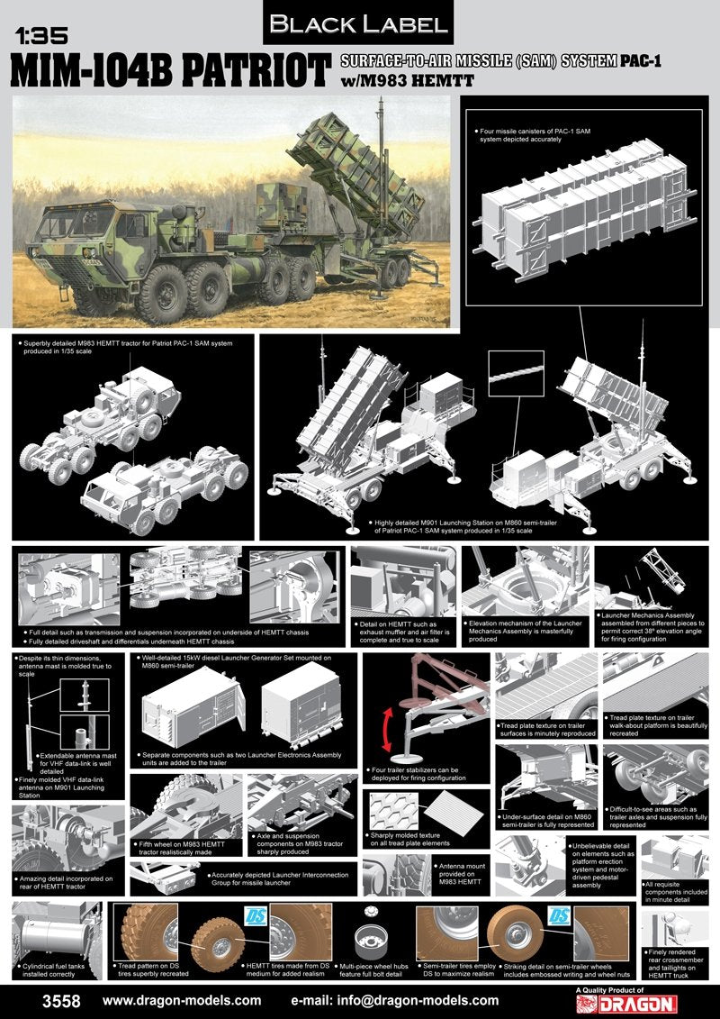Dragon 3558 MIM-104B Patriot Surface-To-Air Missile (SAM) System (PAC-1) w/M983 HEMTT 1/35 – Bild 4