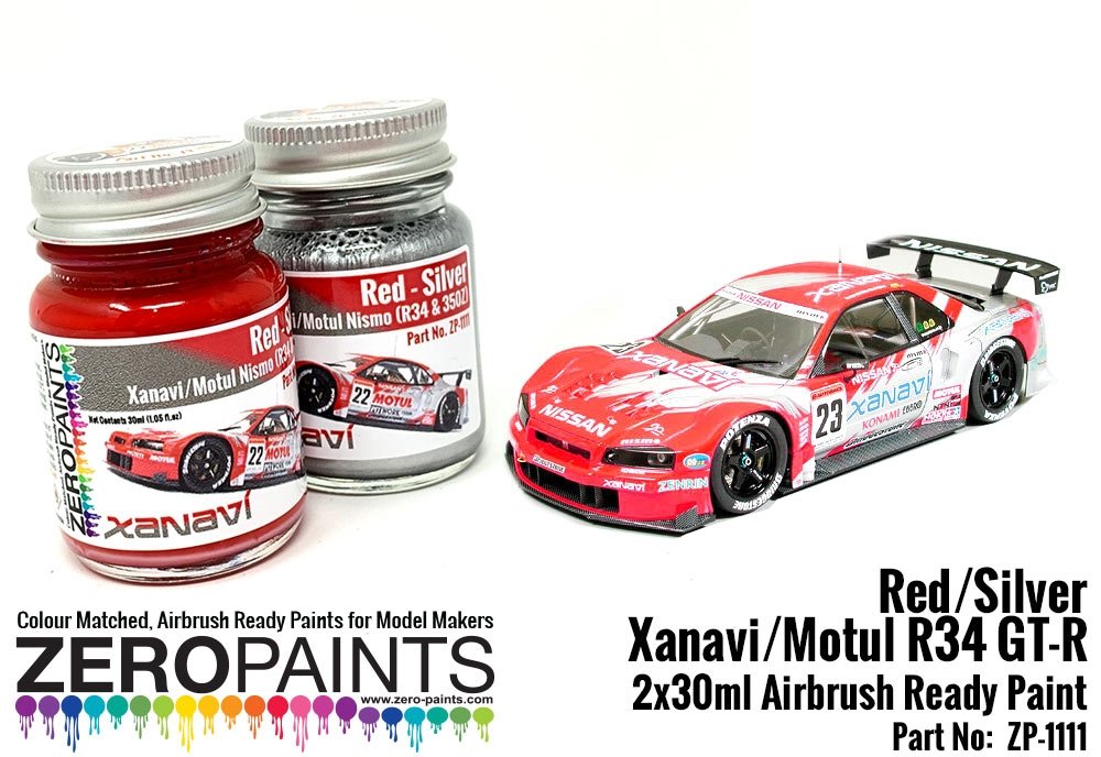 Zero Paints ZP-1111 Xanavi/Motul Nismo (R34 &amp;amp; 350Z) Red/Silver Paint Set 2x30ml