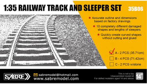 Sabre 35B06-A Railway Track &amp;amp; Sleeper Set (2 x 35,71 cm) 1/35