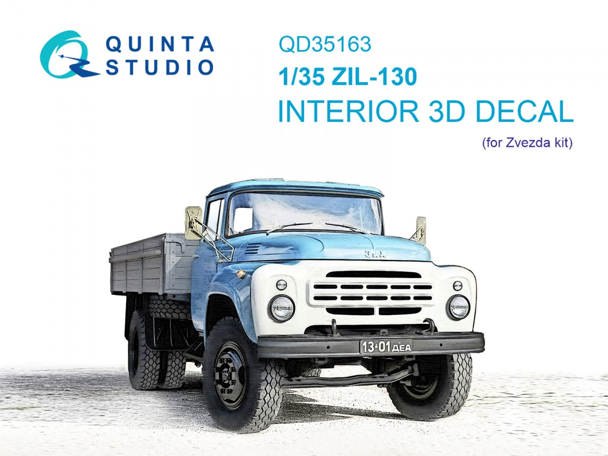Quinta Studio QD35163 ZiL-130 3D-Printed &amp;amp; coloured Interior on decal paper (Zvezda) 1/35