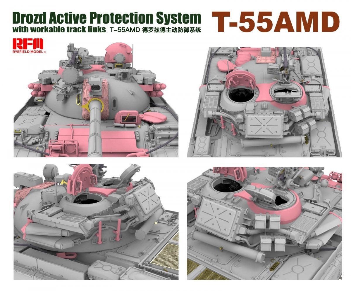 Rye Field Model 5091 T-55AMD Drozd APS w/workable track links 1/35 – zdjęcie 8