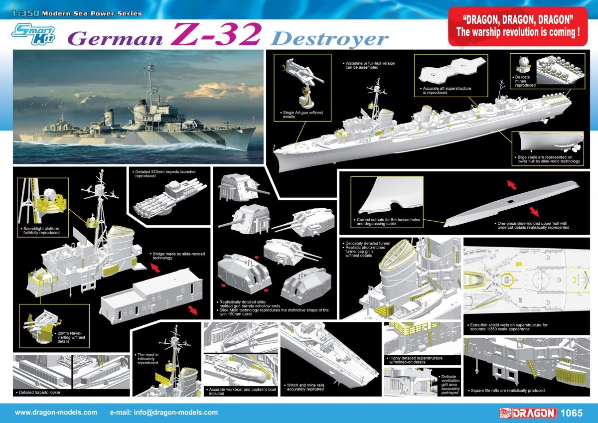 Dragon 1065 Destroyer allemand Z-32 (1/350)