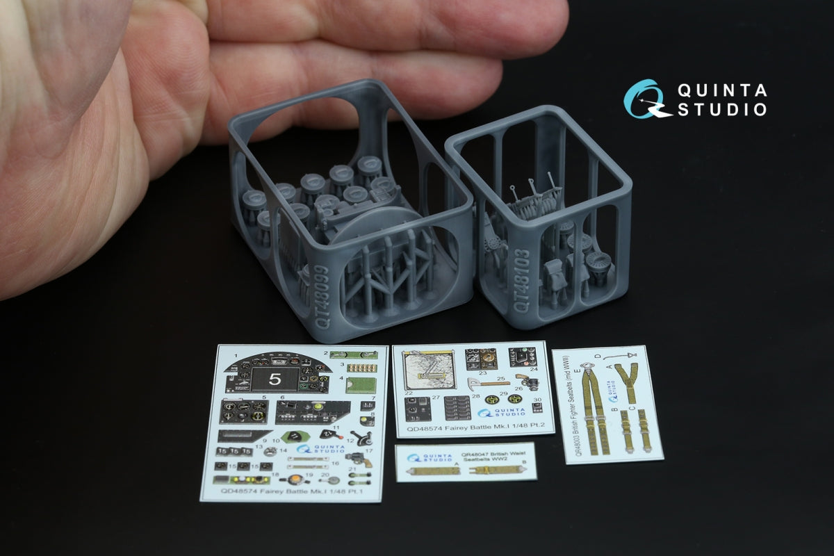 Quinta Studio QD+48574 Fairey Battle Mk.I 3D-Printed &amp;amp; coloured Interior on decal paper (Trumpeter) (with 3D-printed resin parts) 1/48 – imagen 2