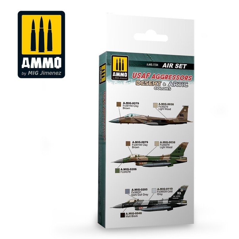 Munitions Mig Jimenez 7234 USAF AGGRESSORS, couleurs désert et arctique, lot de 6 x 17 ml – image 2