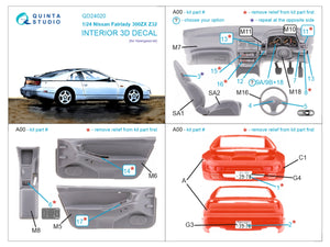 Quinta Studio QD24020 Nissan Fairlady 300ZX Z32 3D-Printed coloured Interior on decal paper (Hasegawa) 1/24 – imagen 2
