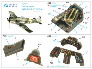 Quinta Studio QD72044 Fw 190A-5 3D-Printed &amp;amp; coloured Interior on decal paper (Eduard) 1/72 – immagine 12