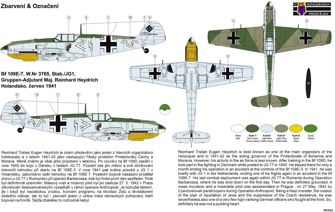 Kovozavody Prostejov CLK0007 Bf 109E-7 Reinhard Heydrich 1/72 – imagen 2