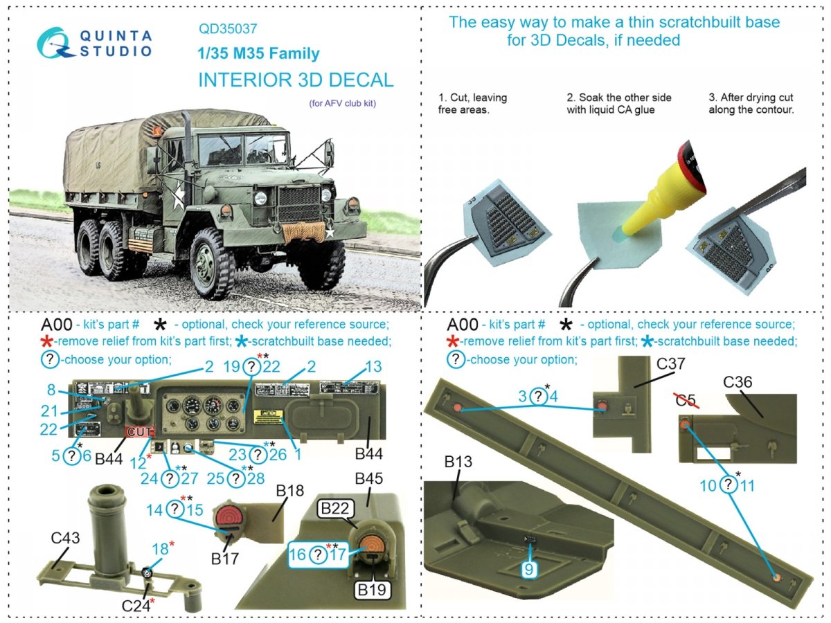 Intérieur imprimé en 3D et coloré sur papier décalcomanie Quinta Studio QD35037 pour la famille M35 (AFV club) à l&amp;#39;échelle 1/35 – image 6